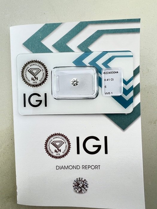 1 pcs Diamant  (Natur)  - 0.41 ct - Rund - E - VVS1 - International Gemological Institute (IGI)