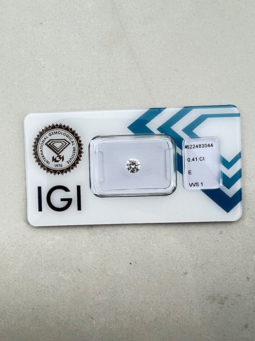 1 pcs Diamant  (Natur)  - 0.41 ct - Rund - E - VVS1 - International Gemological Institute (IGI)