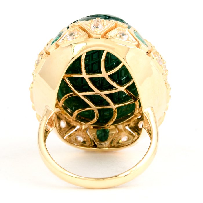 Ring - 14 karat Gulguld -  36.09ct. tw. Smaragd - Smaragd