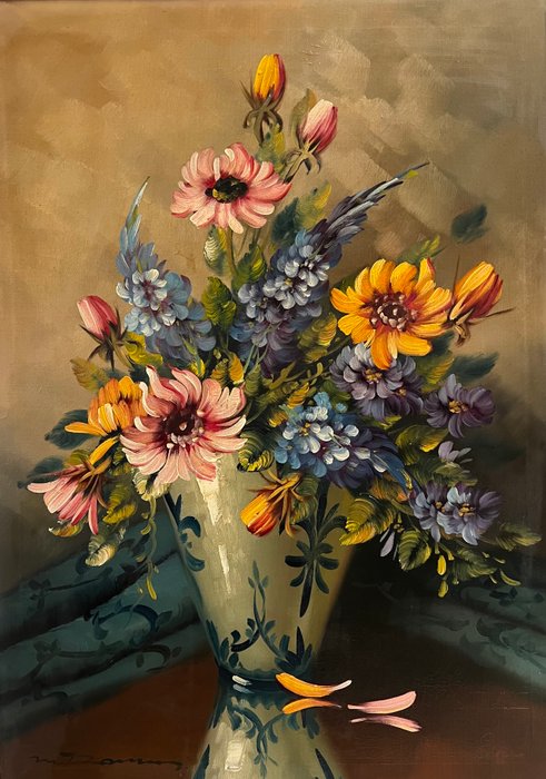 Van Damn (XX) - The flowers in Dutch ceramic vase