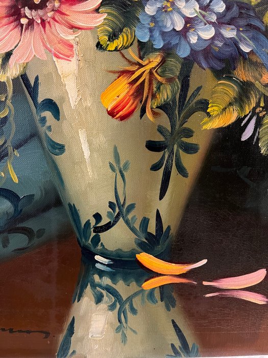 Van Damn (XX) - The flowers in Dutch ceramic vase