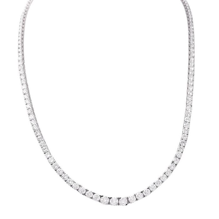 Halskæde - 18 kraat Hvidguld -  12.20ct. tw. - Diamant - Diamond Collier halskæde