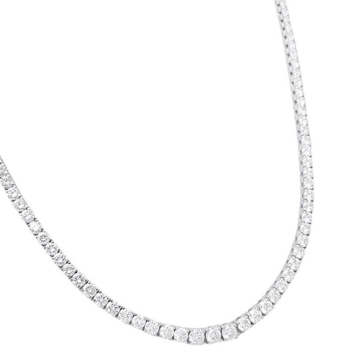 Halskæde - 18 kraat Hvidguld -  12.20ct. tw. - Diamant - Diamond Collier halskæde