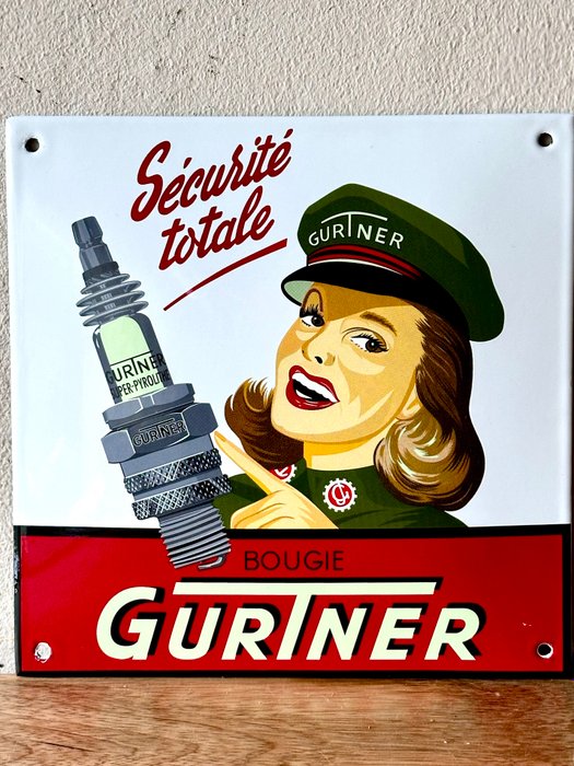 No reserve- Twee Bougies emaille reclameborden Gurtner Bougie en Chapion spark Plugs - Emaljeskilt - Metal