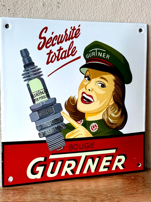 No reserve- Twee Bougies emaille reclameborden Gurtner Bougie en Chapion spark Plugs - Emaljeskilt - Metal