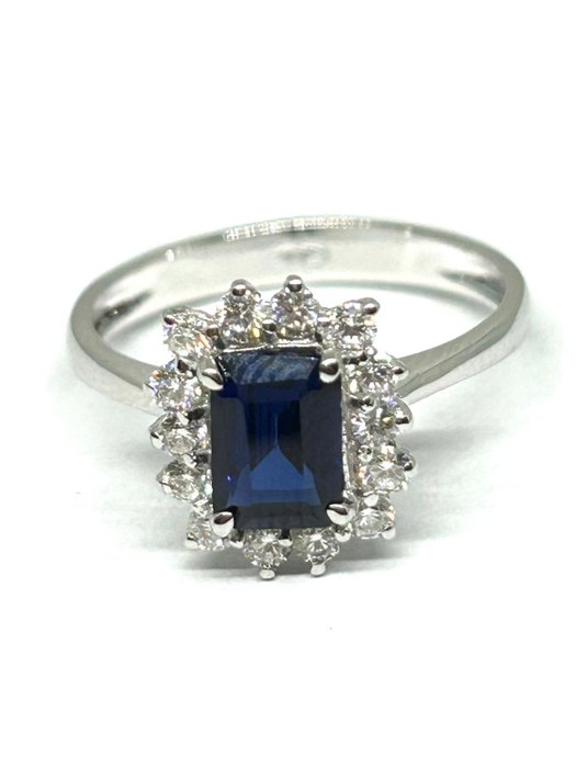 Ingen mindstepris - Ring - 18 kraat Hvidguld -  1.82ct. tw. Safir - Diamant