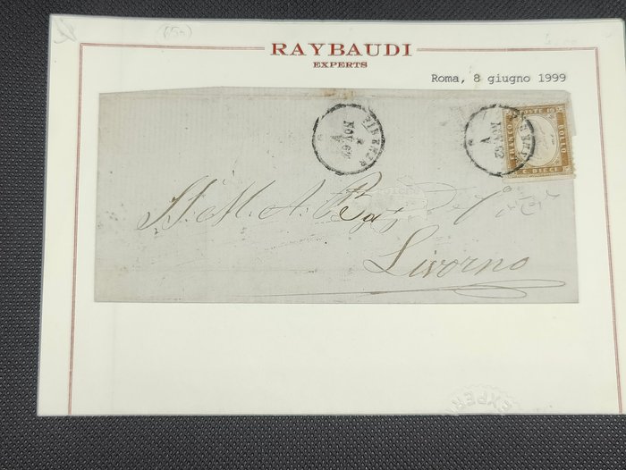 Italien Kongerige 1862 - 1862 Brev 10 cent Bruno Bristro 1K ikke perforeret i bunden