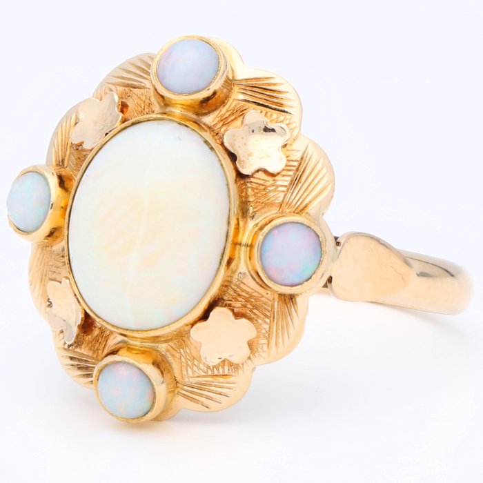 Ingen mindstepris - Ring - 14 karat Gulguld - Opal