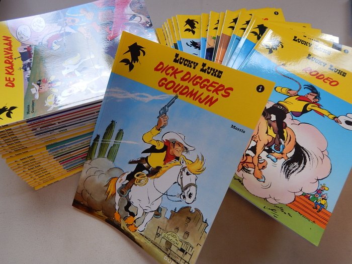 Lucky Luke 1 t/m 49 [minus 35 +45] - Lot met 47 Lucky Comics uitgaven - 47 Album - Genoptryk