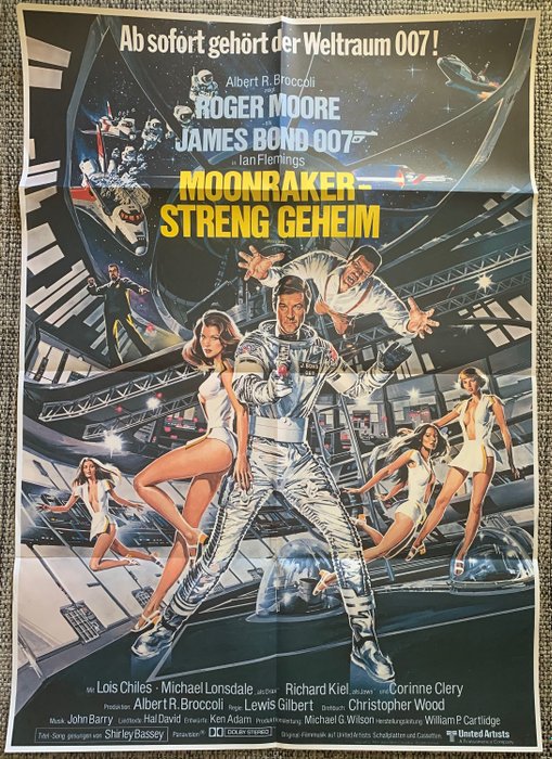 Moonraker 007 James bond - original German poster - 1979 - Roger Moore