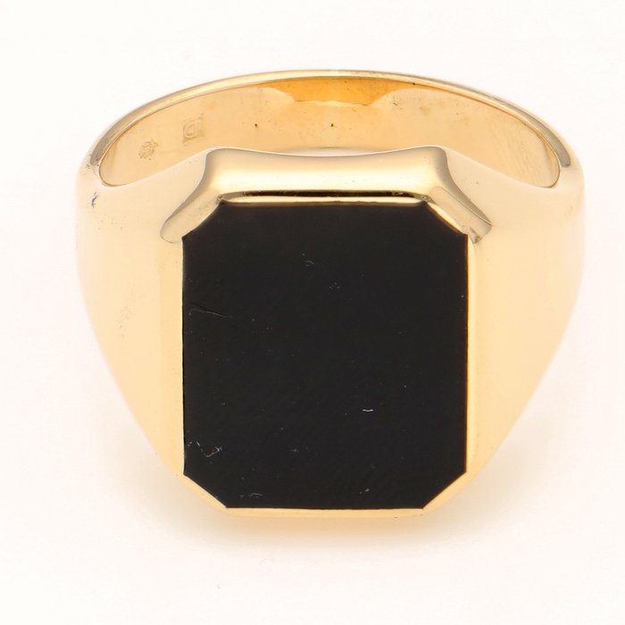 Ring - 14 karat Gulguld Onyx