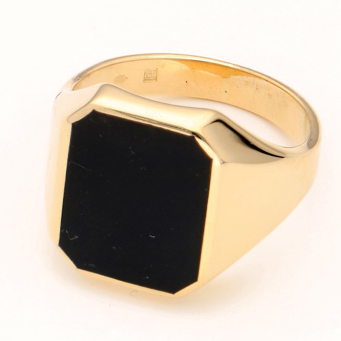 Ring - 14 karat Gulguld Onyx