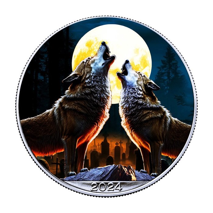 Canada. 1 Dollar 2024 American Eagle , Wolf  1 Oz (.999)  (Ingen mindstepris)