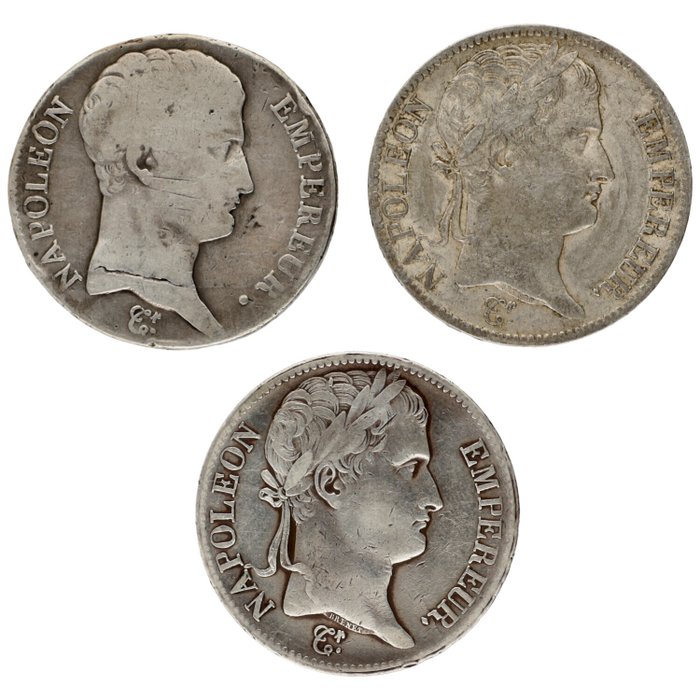 Frankrig. Napoleon I. 5 Francs 13 (1804)/1813 (3 stuks)  (Ingen mindstepris)