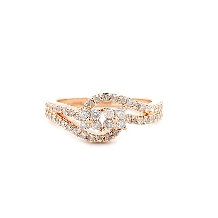 Ring - 14 karat Rosaguld -  054ct tw Diamant (Natur)