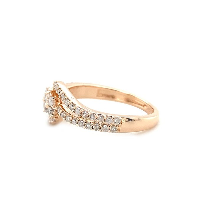 Ring - 14 karat Rosaguld -  054ct tw Diamant (Natur)