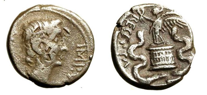 Romarriket. Augustus (27 BC-AD 14). Quinarius  (Ingen mindstepris)