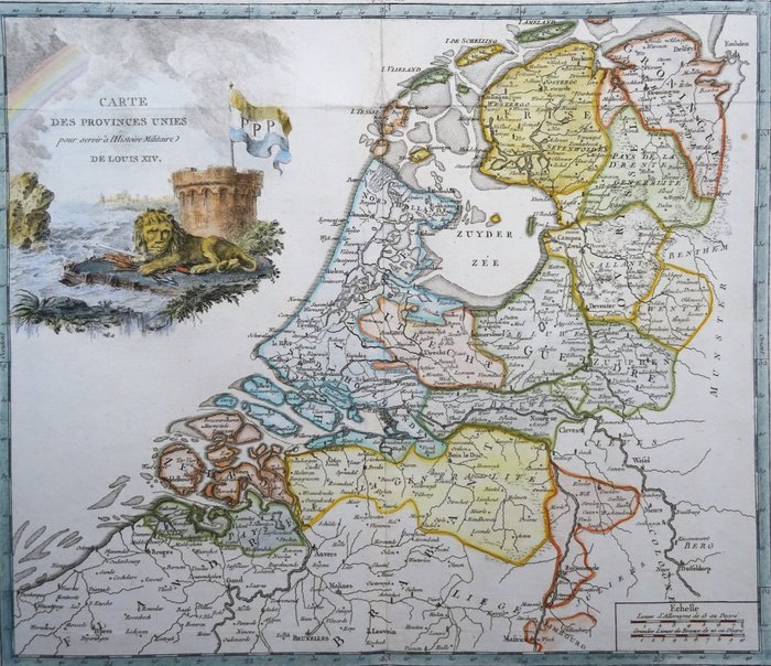 Holland - Holland, 7 forenede provinser; Philippe de Pretot - Carte des Provinces Unies pour servir a l´Histoire Militaire de Louis XIV - 1781-1800