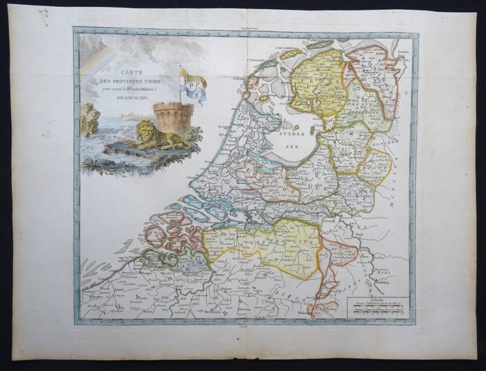 Holland - Holland, 7 forenede provinser; Philippe de Pretot - Carte des Provinces Unies pour servir a l´Histoire Militaire de Louis XIV - 1781-1800