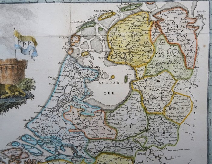 Holland - Holland, 7 forenede provinser; Philippe de Pretot - Carte des Provinces Unies pour servir a l´Histoire Militaire de Louis XIV - 1781-1800