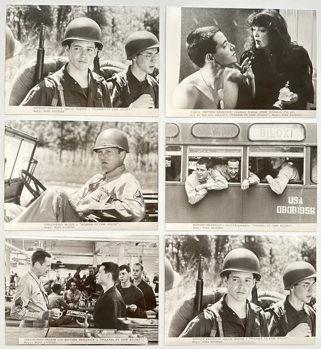 Set of 6 black and white Press photos - Biloxi Blues - Christopher Walken - Matthew Broderick