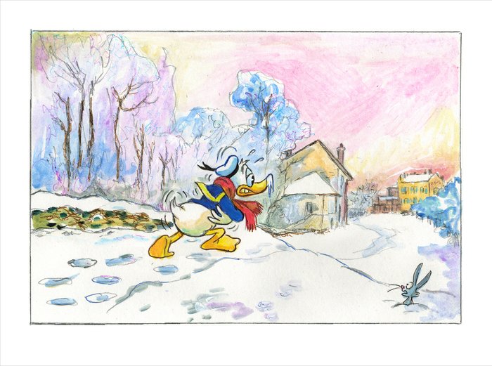 Tony Fernandez - Donald Duck Inspired by Monet's "Snow at Argenteuil" (1974-5) - Canvas - Artist Proof