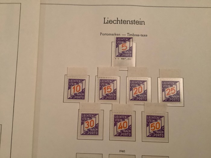 Liechtenstein 1920/1940 - Komplet samling af Port på albumsider - Michel P1/28