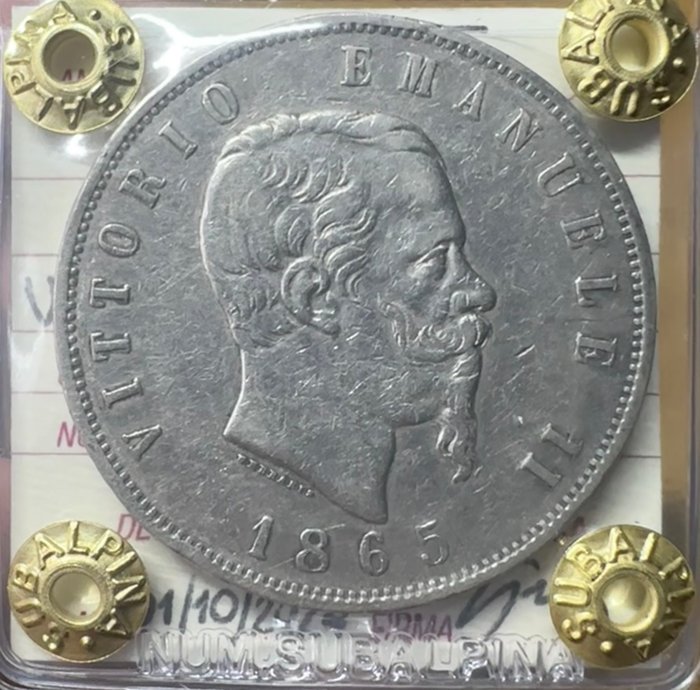 Italien, Kongerig Vittorio Emanuele II. 5 Lire 1865 Napoli