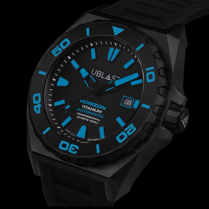 Ublast - Horizon Titanium  - Professional Diver 500M - REF.UBHO45BKT - Mænd - Ny