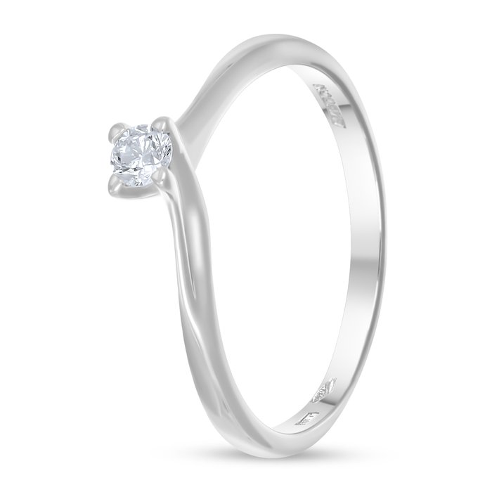 Ring - 18 kraat Hvidguld -  0.09ct. tw. Diamant (Natur)