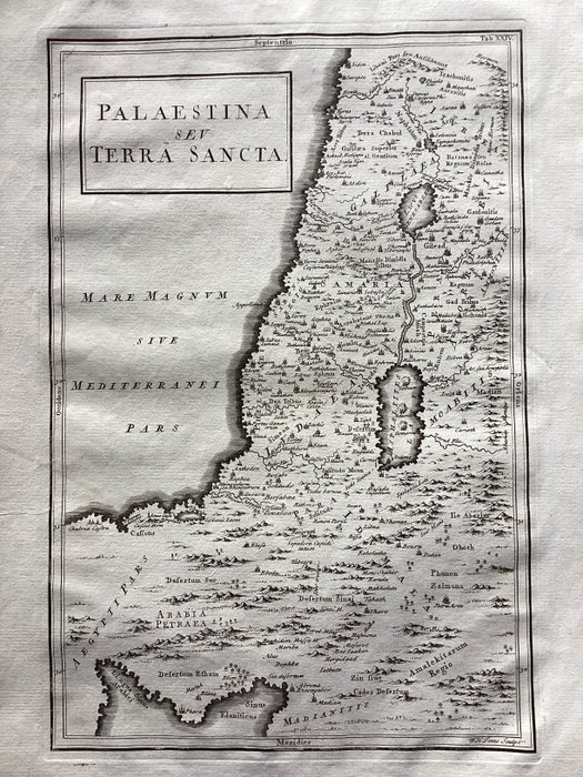 Holy Land, Palestine, Israel - Gammel romersk udsigt over det hellige land; Christoph Cellarius - Palaestina seu Terra Sancta - 1721-1750