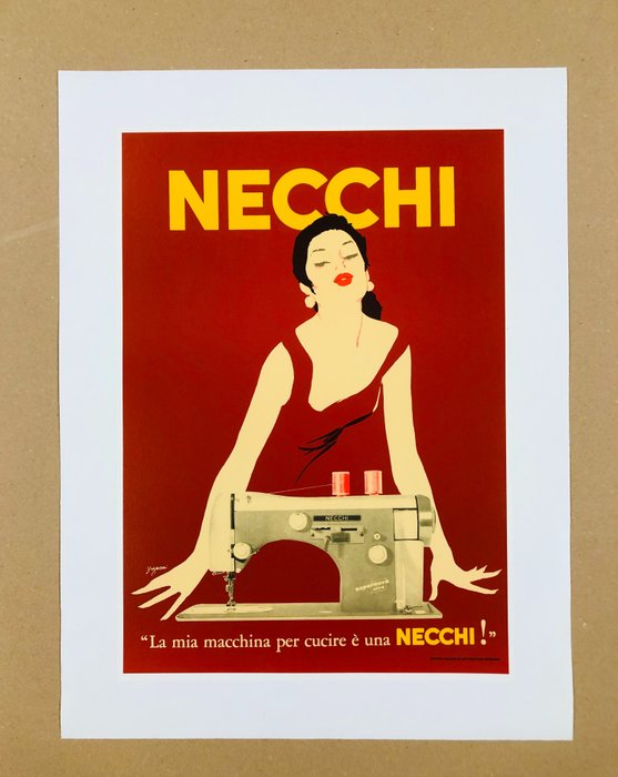 Jeanne Grignani - Necchi - "La mia macchina per cucire è una Necchi!" (linen backed on canvas) - 1970‹erne