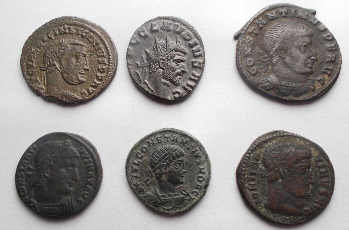 Romarriket. Lot 6 coins - various denomination  (Ingen mindstepris)