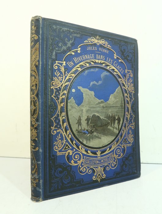 Jules Verne / Adrien Marie - Un Hivernage dans les Glaces [Cartonnage bleu Lenègre  Souze] - 1878