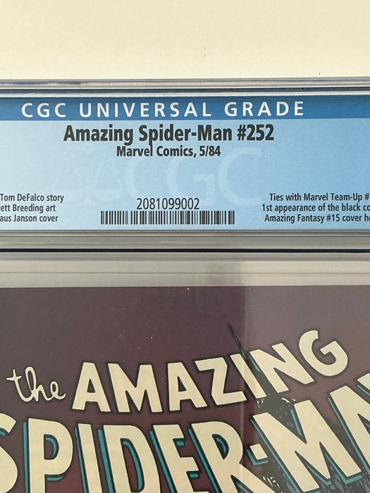 Amazing Spider-Man #252 - 1st appearance of Spider-Man's black costume - 1 Graded comic - Første udgave - 1984 - CGC 8