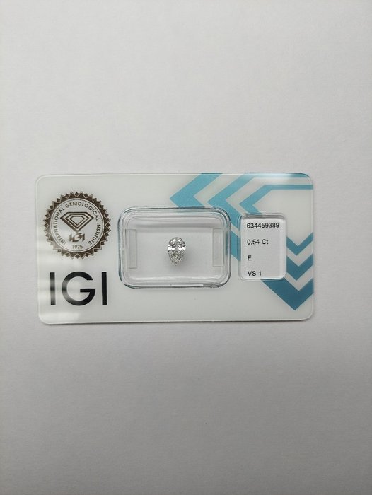 1 pcs Diamant  (Natur)  - 054 ct - Pære - E - VS1 - International Gemological Institute (IGI)