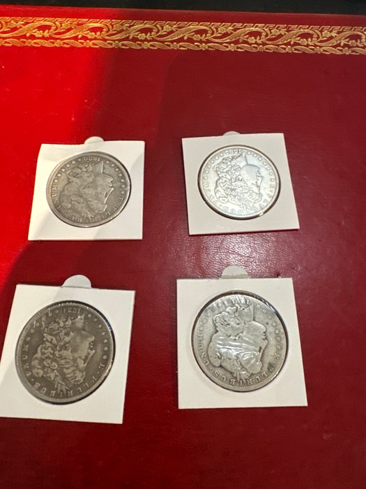 Förenta staterna. A Lot of 4x Morgan Silver Dollars 1880-1891  (Ingen mindstepris)