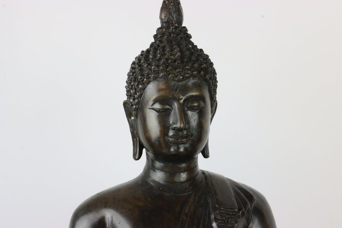 Groot (52 cm) beeld Boeddha in Dhyana mudra met aanbidders - Statue - Thailand