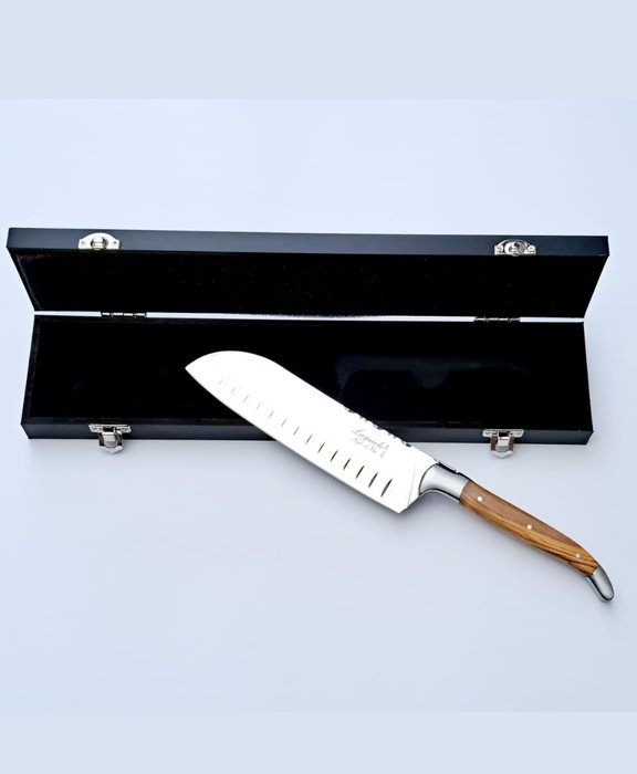 Laguiole - Santoku Knife - incl. Certificate and luxury gift box - Olive Wood - Køkkenkniv - Rustfrit stål - Holland