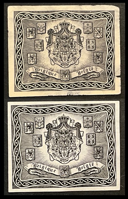 Belgien 1900 - Ikke vedtaget design "Coat of Arms" Type J Devos - 1 og 2 stat - Stes 4590-4590