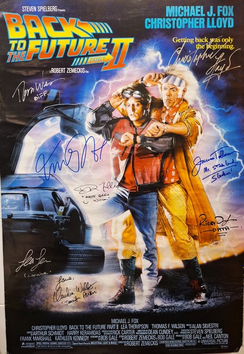 Tilbage til fremtiden - Signed by 8 Cast members, incl. Michael J. Fox  Christopher Lloyd - with Sotheby's Certificate -