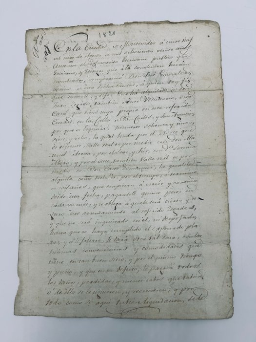 José González - Documento notarial relativo al alquiler de una casa en la ciudad de Montevideo - 1820