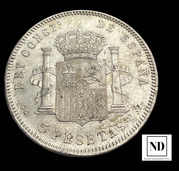 Kongeriget Spanien. Alfonso XIII (1886-1931). 5 Pesetas 1898 - Madrid  (Ingen mindstepris)