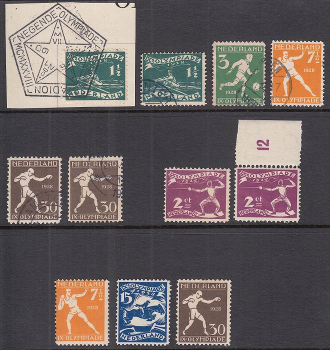 Holland 1928 - Olympiade udvalg af 11 pladefejl