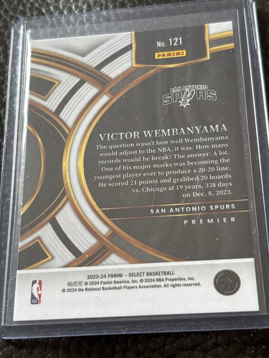 2023/24 Panini Select Basketball Victor Wembanyama #121 Tectonic Rookie - 1 Card - Næsten så god som ny (NM)