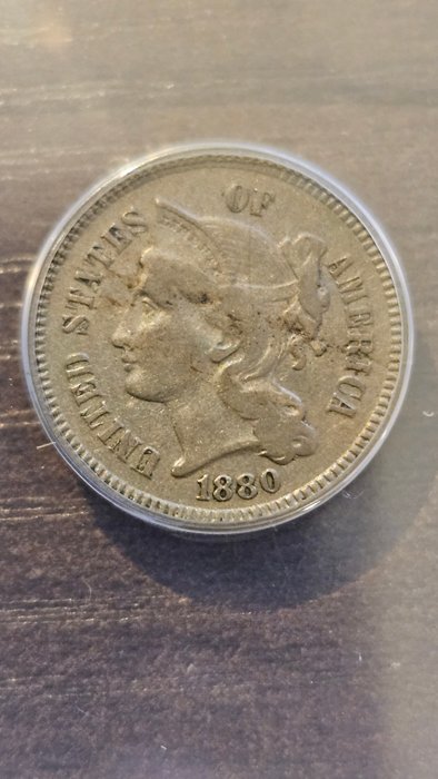 Förenta staterna. 3 Cents 1880 ANACS Graded EF40