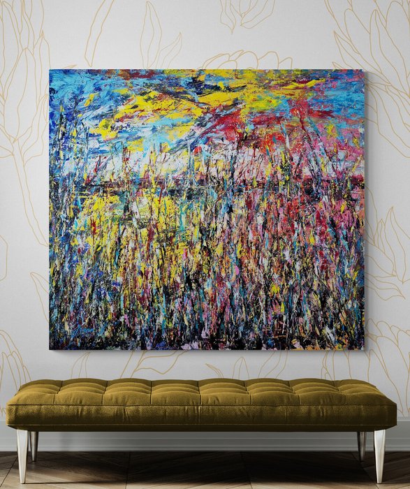 Jovan Srijemac (1962) - Meadow in abstract colors (XXL)