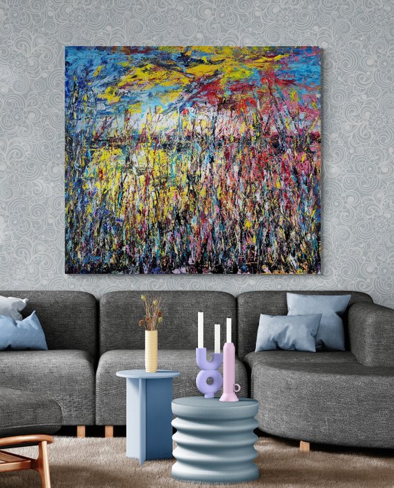 Jovan Srijemac (1962) - Meadow in abstract colors (XXL)