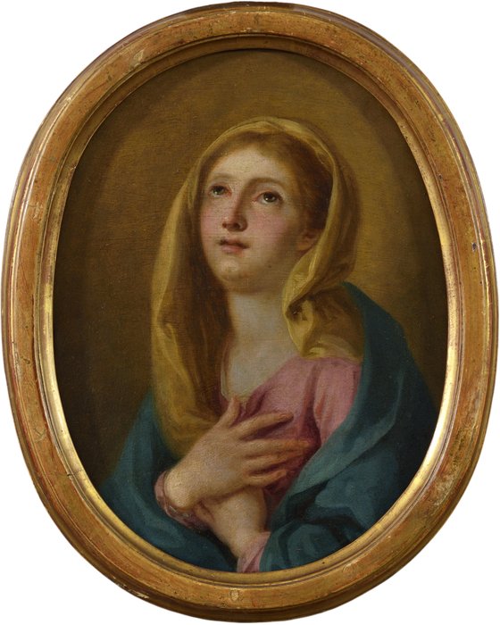 Scuola Napoletana (XVIII) - Coppia di dipinti: Gesù benedicente e Madonna orante