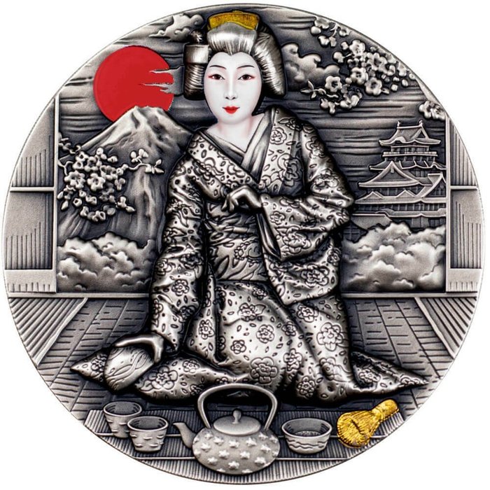 Niue. 2 Dollars 2019 Geisha, 2 Oz (.999)